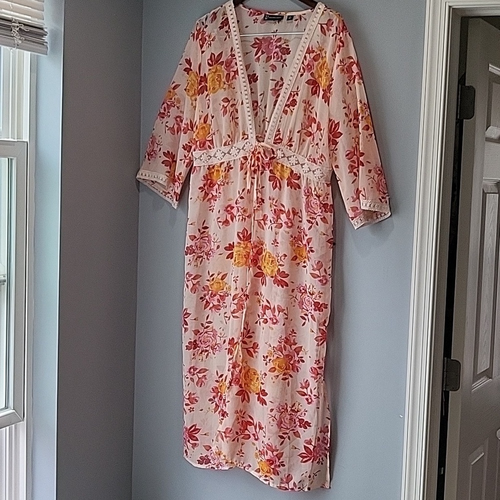 New York & Co floral and lace cover-up